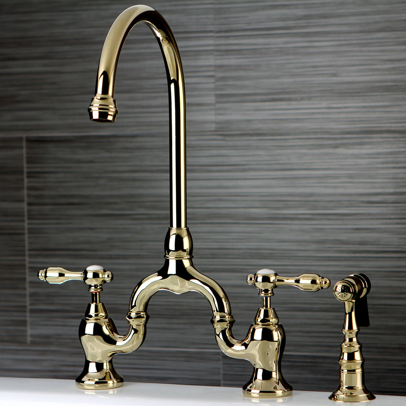 Kingston Brass Tudor Bridge Faucet with Side Sprayer & Reviews Wayfair